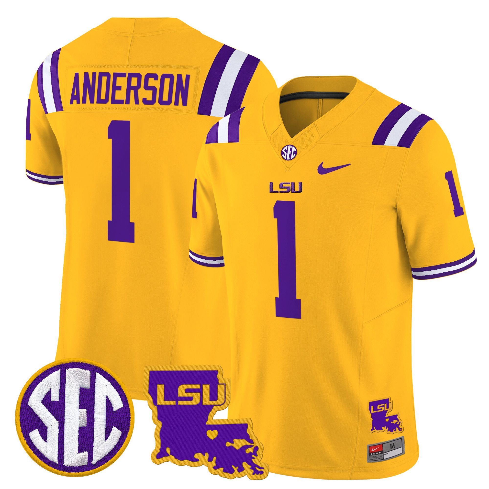 Men LSU Tigers #1 Anderson Yellow 2024 Nike Louisiana Patch Vapor Limited NCAA Jersey->indianapolis colts->NFL Jersey